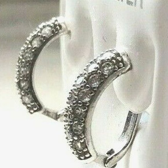 Sterling Silver Cubic Zirconia Leverback Earrings April Birthstone - Picture 2 of 4